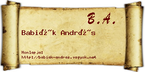 Babiák András névjegykártya
